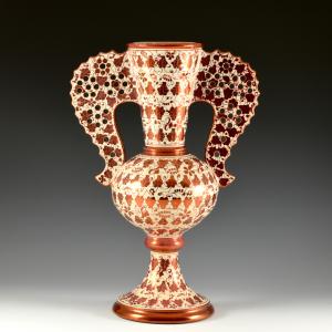 Hispano-maurische Lüster-Vase mit durchbrochenen Flügelhenkeln - Manufaktur Cantagalli, ca. 1880-1890